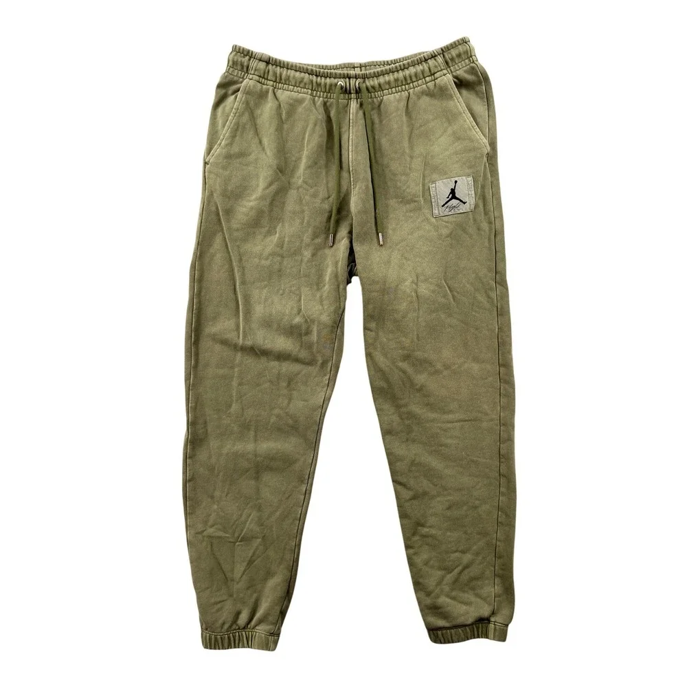 Jordan Flight Essential Fleece Sweatpants Men Medium Olive Green Jogger Lounge